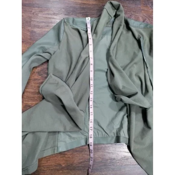 Blank NYC Faux Suede Leather Draped Moto Asymmetrical Jacket Green XS - Picture 13 of 15